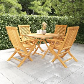 vidaXL 5 pcs conjunto de jantar para jardim madeira de teca maciça