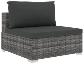 8 pcs conjunto lounge de jardim c/ almofadões vime PE cinzento