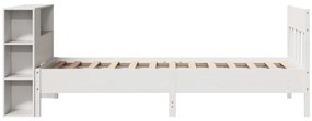 Cama com estante sem colchão 75x190 cm pinho maciço branco