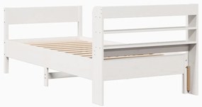 Cama sem colchão 90x200 cm madeira de pinho maciça branco