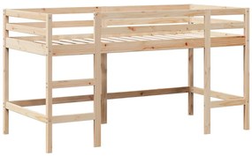 Cama alta c/ escada e telhado 90x200 cm pinho maciço