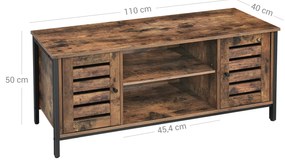 Móvel baixo para televisão com 2 armários e 2 níveis de prateleiras 110 x 40 x 50 cm Castanho Vintage escuro