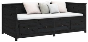 Sofá-cama 90 x 200 cm madeira de pinho maciça preto