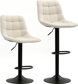 HOMCOM Banqueta de Bar Moderna Conjunto de 2 Banquetas Giratórias com Encosto Regulável em Altura 47x53x117 cm Bege | Aosom Portugal