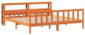 Estrutura cama c/ cabeceira 180x200cm pinho maciço castanho-mel