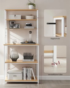 Armário de cozinha com prateleiras e ganchos Design industrial 40 x 80 x 167 cm Cor de carvalho + branco