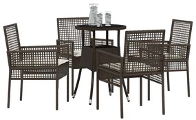 Conjunto de Jantar 5 Peças Jardim Castanho Polirattan