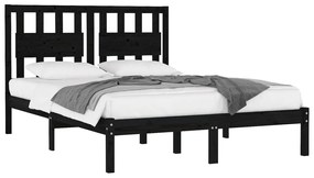 Estrutura de cama 140x190 cm madeira de pinho maciça preto