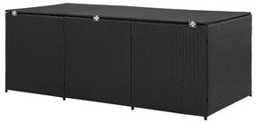 Caixa de arrumação para jardim 180x90x70 cm vime PE preto