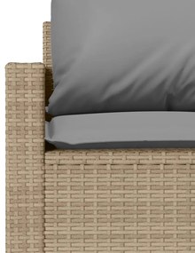 4 pcs conjunto de sofás para jardim c/ almofadões vime PE bege