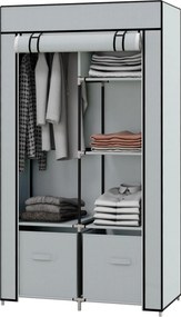 HOMCOM Guarda-roupa de tecido 1 barra para roupas, 2 gavetas, 83 x 42.5 x 162,5 cm, Cinza | Aosom Portugal