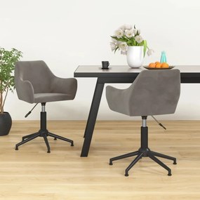 vidaXL Cadeiras de jantar giratórias 2 pcs veludo cinzento-claro