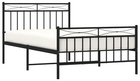 Estrutura de cama com cabeceira e pés 100x200 cm metal preto