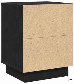 mesa de cabeceira com luzes LED preta 39x34,5x50 cm