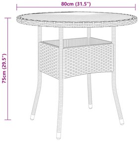 3 pcs conjunto de bistrô para jardim vime PE cinzento