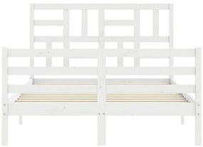 Estrutura de cama com cabeceira 120x200cm madeira maciça branco