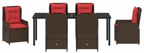 Conjunto de Jantar de Jardim 7 Peças, Castanho, Polyrattan