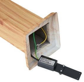 Candeeiro de pé moderno para exterior aço com impressão de madeira 45cm IP44 - Malois