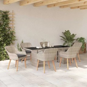 Conjunto de Jantar para Exterior 7 pcs Cinzento-claro
