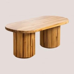 Mesa de centro oval de madeira de teca (100x50 cm) Randall madeira de - Sklum