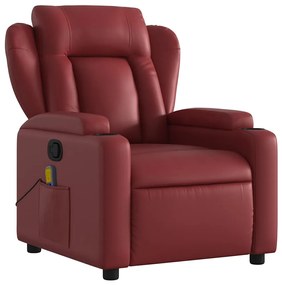 Poltrona massagens reclinável couro artificial vermelho tinto