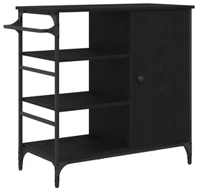 Carrinho de Cozinha Carvalho Preto 87,5x38,5x84,5 cm Madeira de Engenh