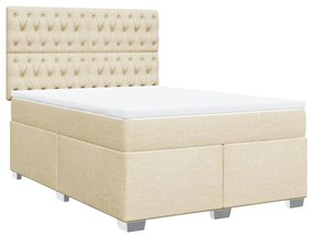 Cama com molas/colchão 140x190 cm tecido cor creme