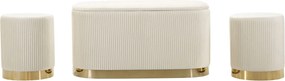CONJUNTO DE 3 BANCOS SHOPY CREME 80X37X42-29X35 CM