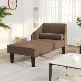 vidaXL Chaise longue com rolo tecido castanho