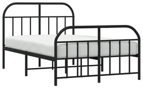Estrutura de cama com cabeceira e pés 120x190 cm metal preto