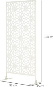 Biombo decorativo de proteção visual para exterior, com padrão em metal - 92 x 45 x 198 cm branco