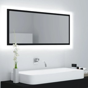 Espelho de casa de banho LED 100x8,5x37 cm contraplacado preto