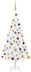 vidaXL Árvore Natal artificial pré-iluminada c/ bolas 120cm PVC branco