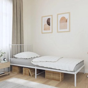 vidaXL Estrutura de cama em metal com cabeceira 107x203 cm branco