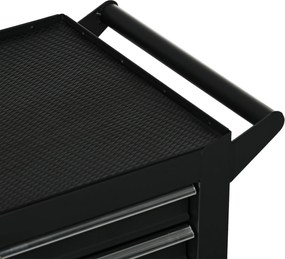 Carrinho de Ferramentas com 7 Gavetas Rodas Trava Armário de Armazenamento para Oficina de Garagem e Chapa de Aço 69x33x75 cm Preto