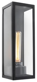 Candeeiro de parede exterior retangular moderno preto com vidro - Rotterdam Long Moderno
