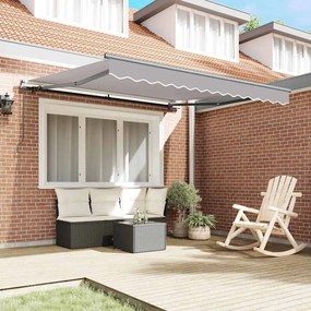 Toldo Retrátil Manual Cinzento-claro 350 x 250 cm Poliéster