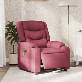 Poltrona reclinável de massagens elétrica tecido vermelho tinto