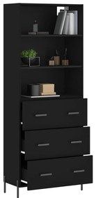 Armário alto 69,5x34x180 cm derivados de madeira preto