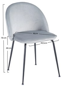 Cadeira Black Dalnia Veludo - Cinza claro