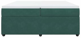 Cama com molas/colchão 200x200 cm veludo verde-escuro