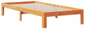 Cama c/ estante sem colchão 100x200cm pinho maciço castanho-mel