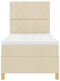 Cama Box com Colchão Creme 90x200 cm Tecido