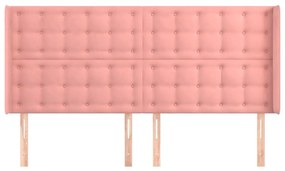 Cabeceira cama c/ abas veludo 163x16x118/128 cm rosa