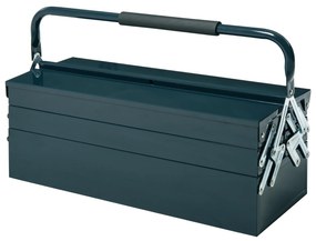 DURHAND Caixa de Ferramentas portátil Dobrável de Aço com 5 compartimentos com Alça de Transporte para oficina 57x21x41cm Verde