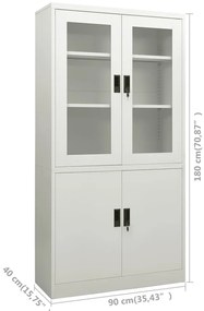 Armário de escritório 90x40x180 cm aço cinzento-claro