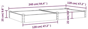 Canteiro elevado c/ forro 240x120x25 cm abeto maciço castanho