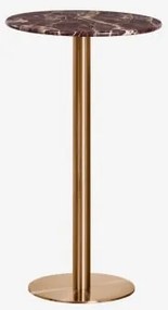 Mesa Alta De Bar Redonda Ø60 Cm Em Pedra Natural Xiren Mármore Vermelho Cherry Gold - Ouro Rosa Escovado - Sklum