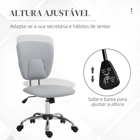 Cadeira de Escritório Giratória de Couro PU com Altura Ajustável e Função Basculante 50x54x87,5-96,5 cm Cinza Claro