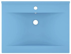 Lavatório c/ orifício torneira 60x46cm cerâmica azul-claro mate